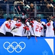 GANGNEUNG, SOUTH KOREA - FEBRUARY 24: Team Canada celebrates after a third period goal by Chris Kelly #11 (not shown) during bronze medal round action at the PyeongChang 2018 Olympic Winter Games. (Photo by Matt Zambonin/HHOF-IIHF Images)

